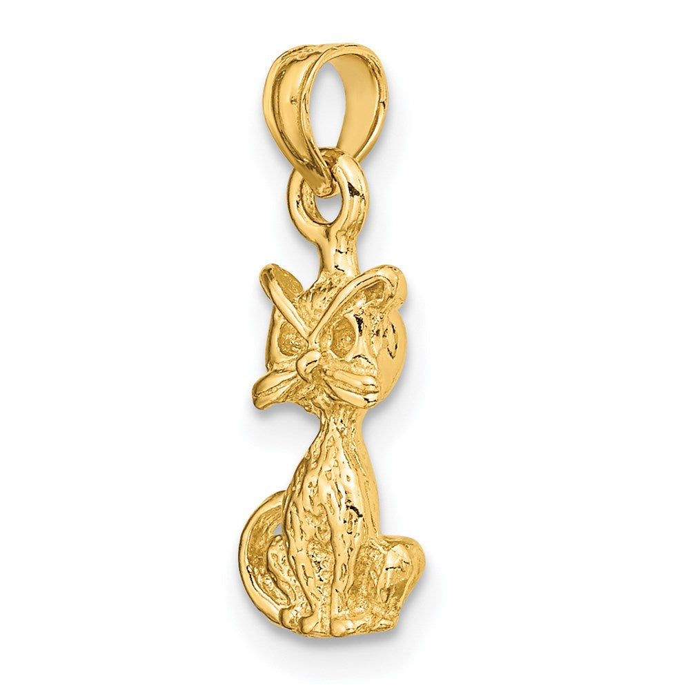 14k Yellow Gold 3-D Mini Sitting Cat Charm