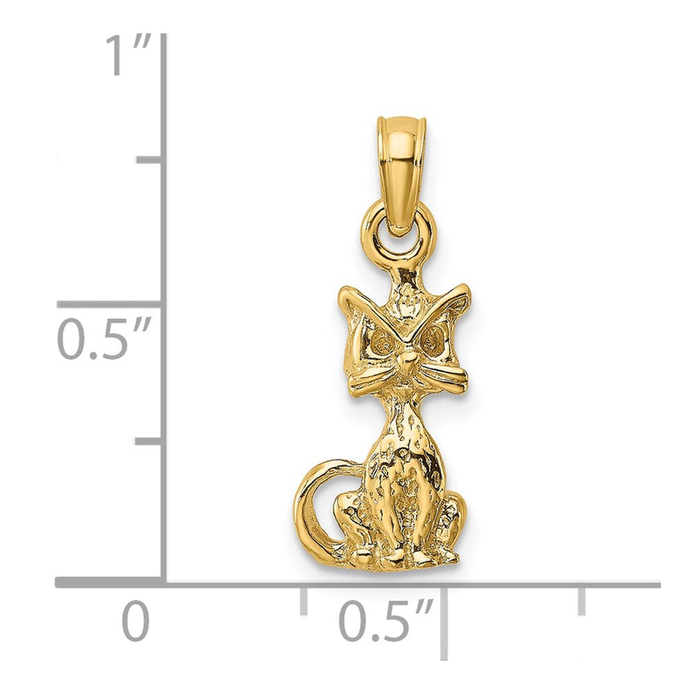 14k Yellow Gold 3-D Mini Sitting Cat Charm