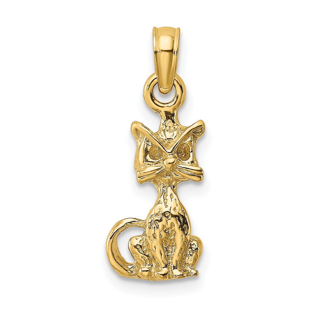 14k Yellow Gold 3-D Mini Sitting Cat Charm