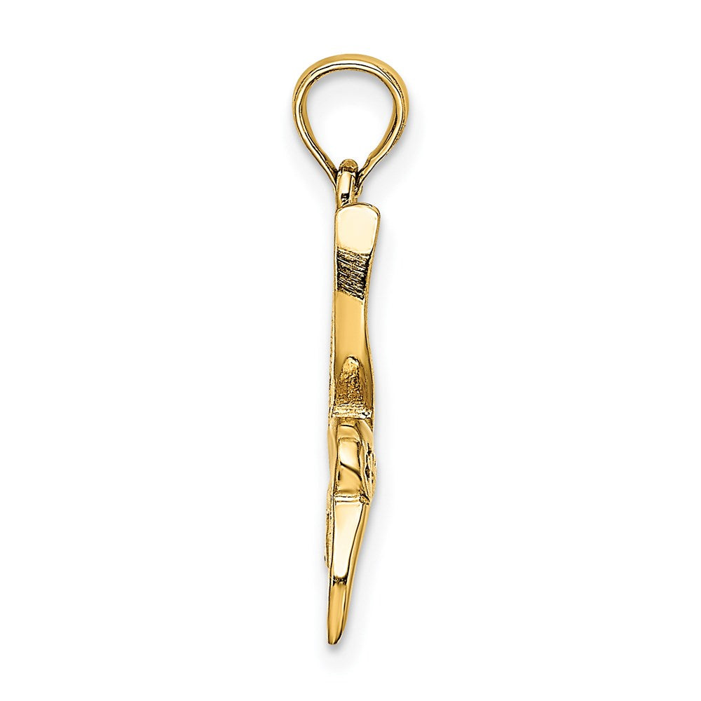 14k Yellow Gold Textured Hummingbird Flying Charm