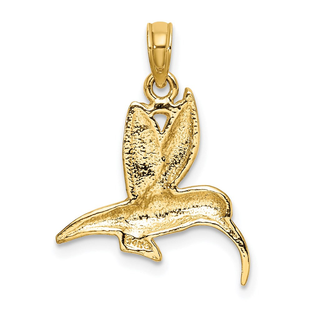 14k Yellow Gold Textured Hummingbird Flying Charm