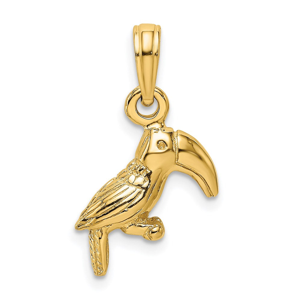 14k Yellow Gold 3-D Textured/Polished Toucan Bird Charm