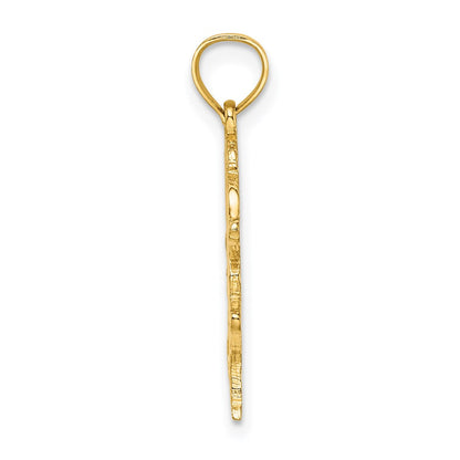 14k Yellow Gold Textured Heart and Horse Charm
