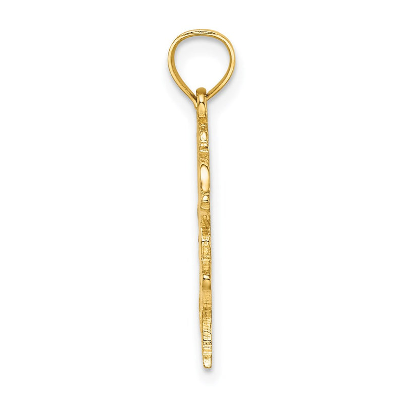 14k Yellow Gold Textured Heart and Horse Charm