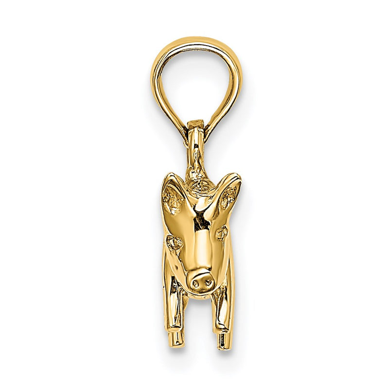 14k Yellow Gold 3-D Polished Pig with Curly Tail Charm