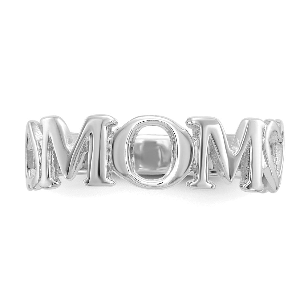14k White Gold Mom Heart Ring