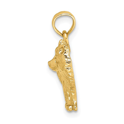 14k Yellow Gold Polished Pomeranian Dog Charm