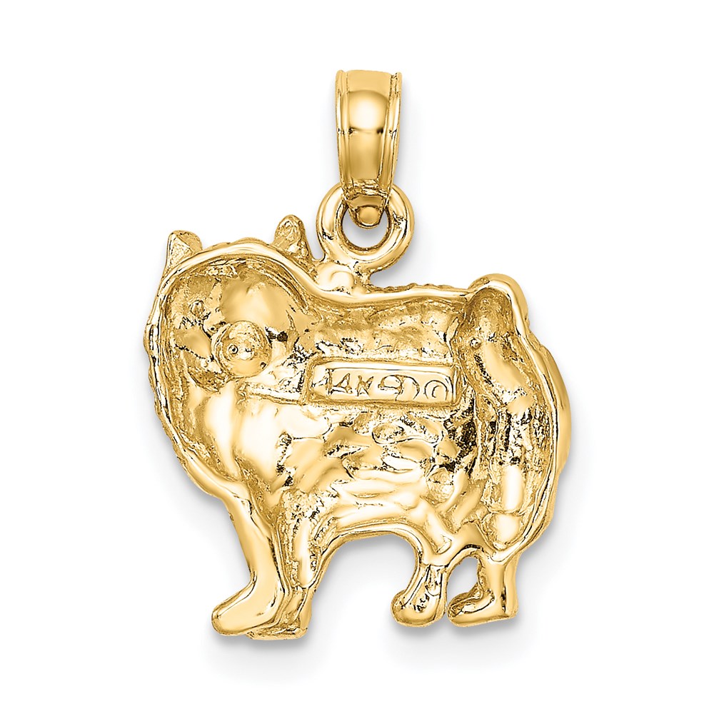 14k Yellow Gold Polished Pomeranian Dog Charm