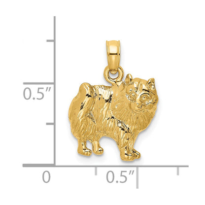14k Yellow Gold Polished Pomeranian Dog Charm