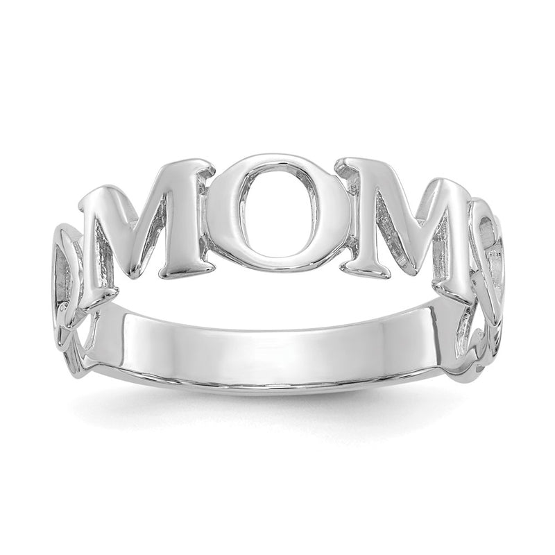 14k White Gold Mom Heart Ring