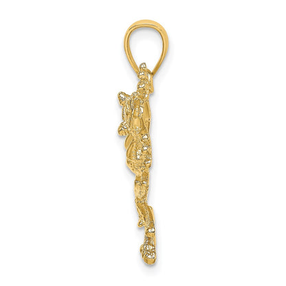 14k Yellow Gold 2-D Textured Frog Charm