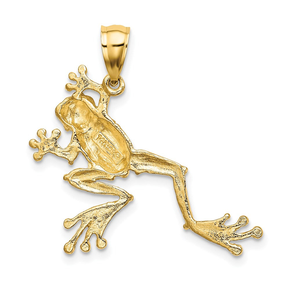 14k Yellow Gold 2-D Textured Frog Charm