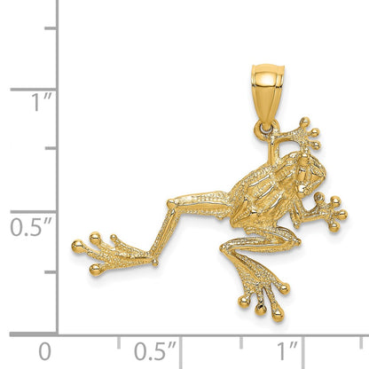 14k Yellow Gold 2-D Textured Frog Charm
