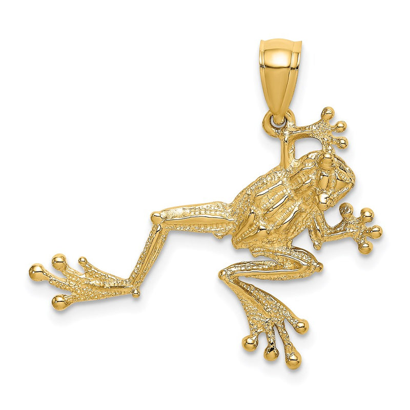 14k Yellow Gold 2-D Textured Frog Charm
