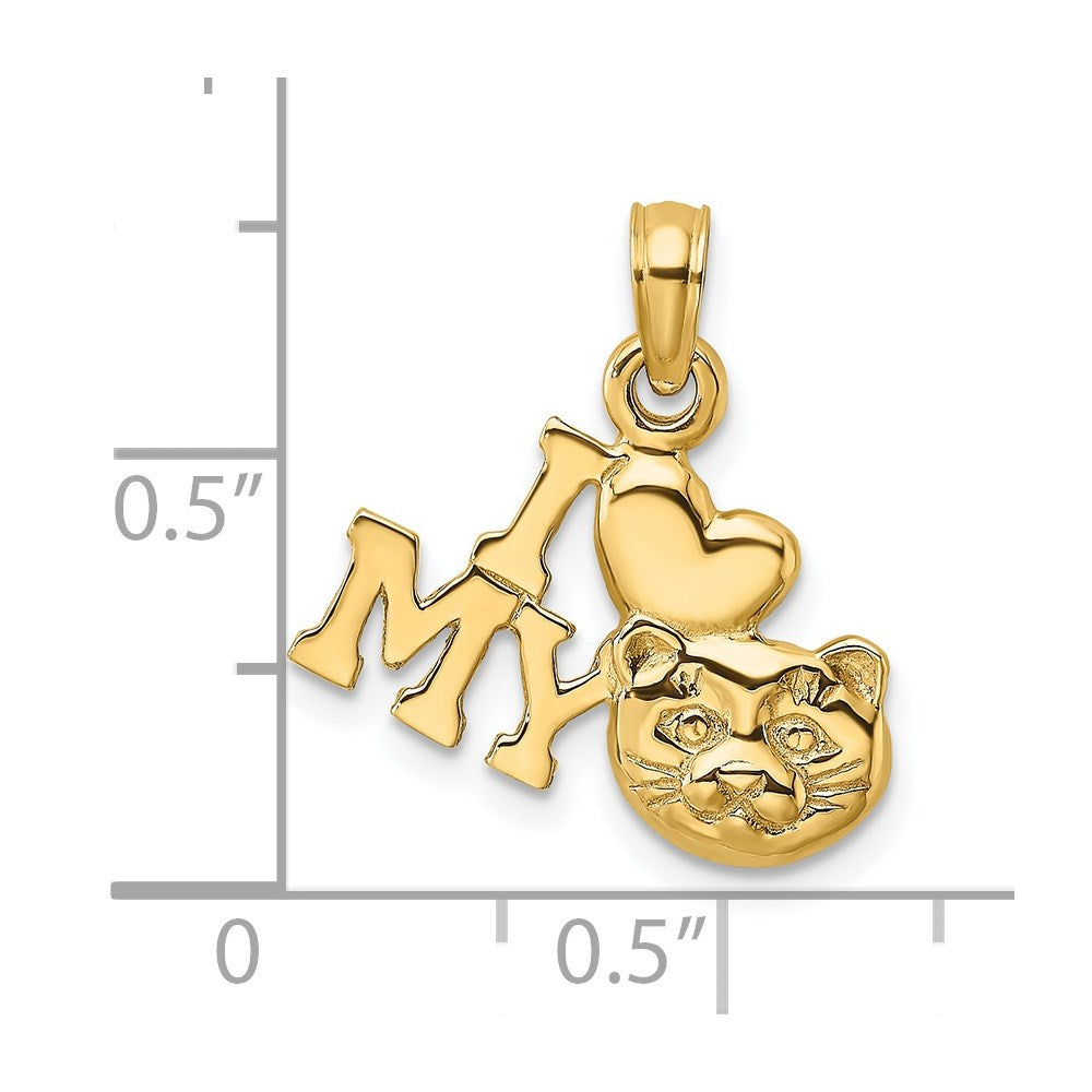 14k Yellow Gold I LOVE MY CAT Charm