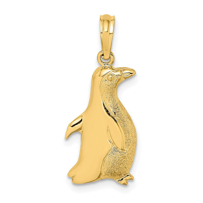 14k Yellow Gold 2-D Polished and Engraved Penguin Charm