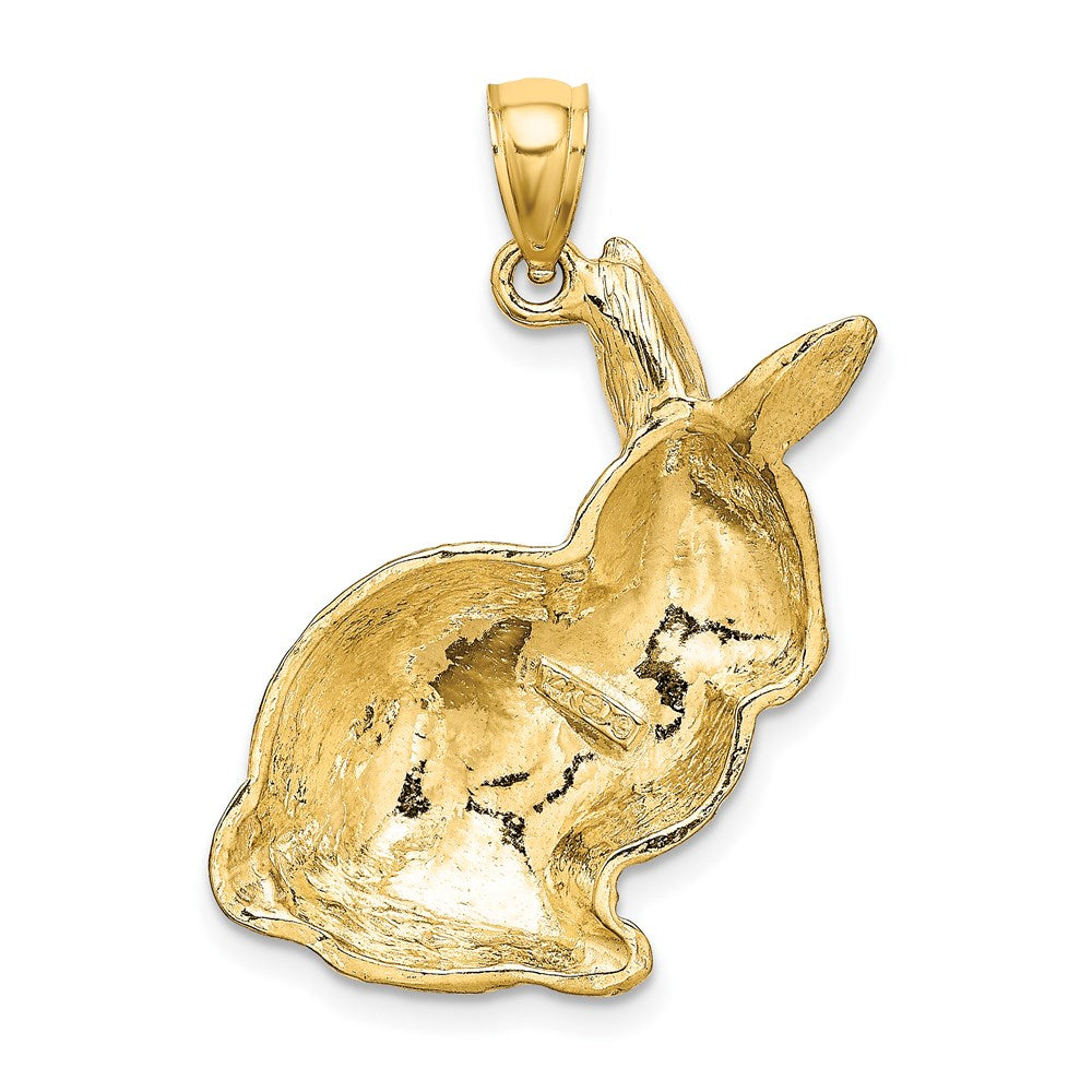 14k Yellow Gold Textured Sitting Rabbit Charm | Goldia.com