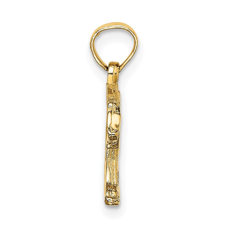 14k Yellow Gold Textured Bear Charm