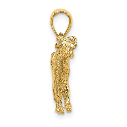 14k Yellow Gold 3-D Cow Charm