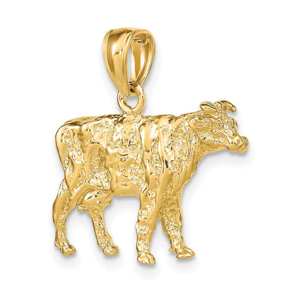 14k Yellow Gold 3-D Cow Charm