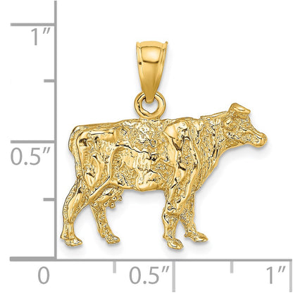 14k Yellow Gold 3-D Cow Charm