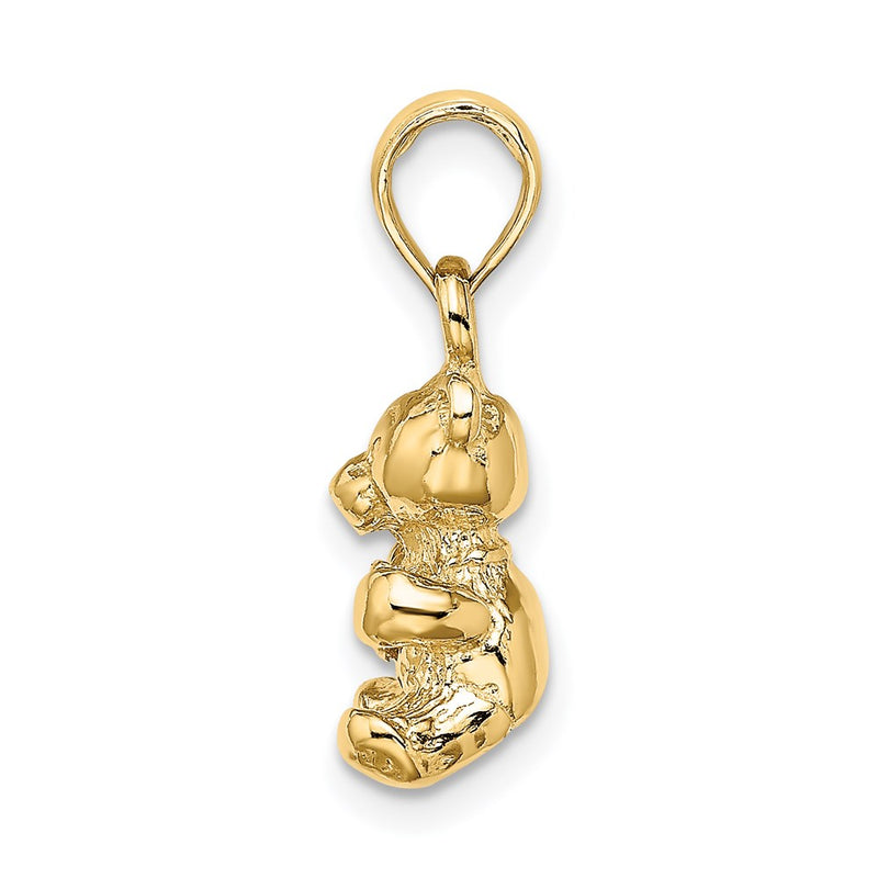 14k Yellow Gold 3-D Teddy Bear w/ Bow Tie Charm
