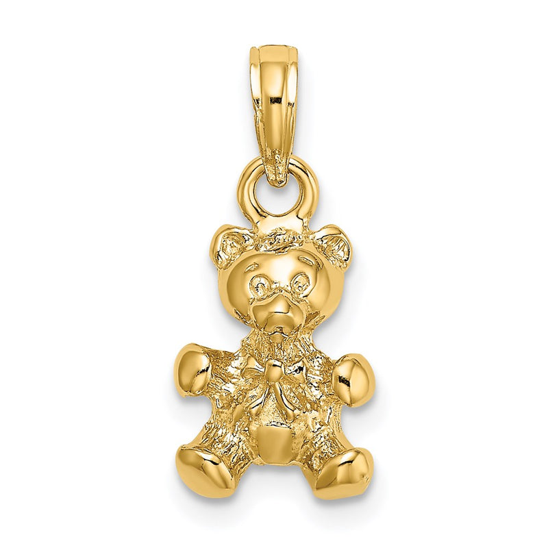 14k Yellow Gold 3-D Teddy Bear w/ Bow Tie Charm