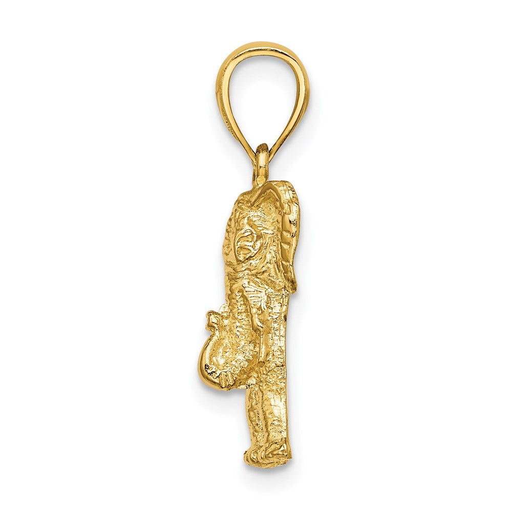 14k Yellow Gold 2-D Elephant w/ Raised Trunk Charm