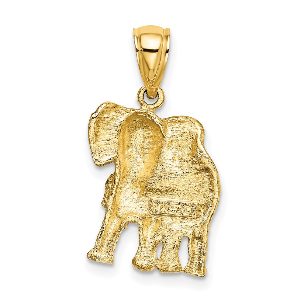 14k Yellow Gold 2-D Elephant w/ Raised Trunk Charm