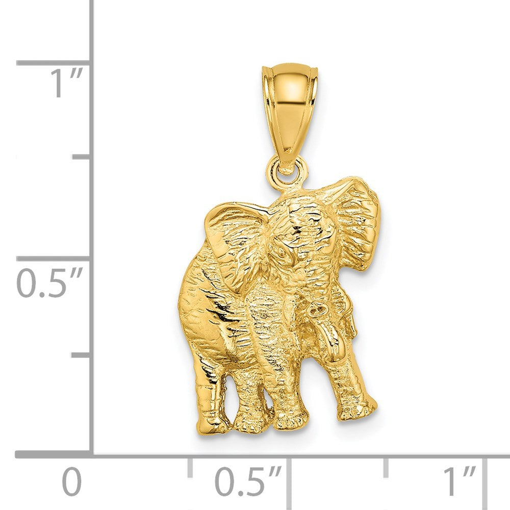 14k Yellow Gold 2-D Elephant w/ Raised Trunk Charm
