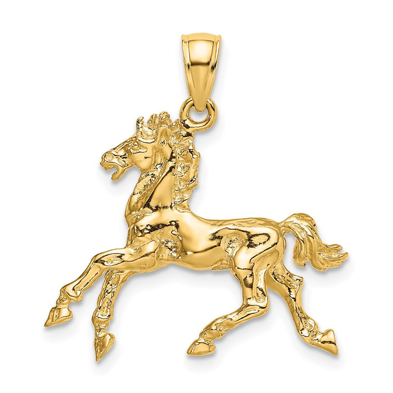 14k Yellow Gold 3-D Horse Trotting Charm