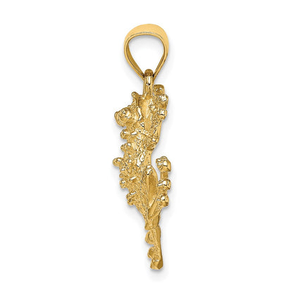 14k Yellow Gold 2-D Textured Frog Charm
