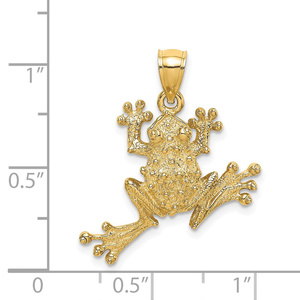 14k Yellow Gold 2-D Textured Frog Charm