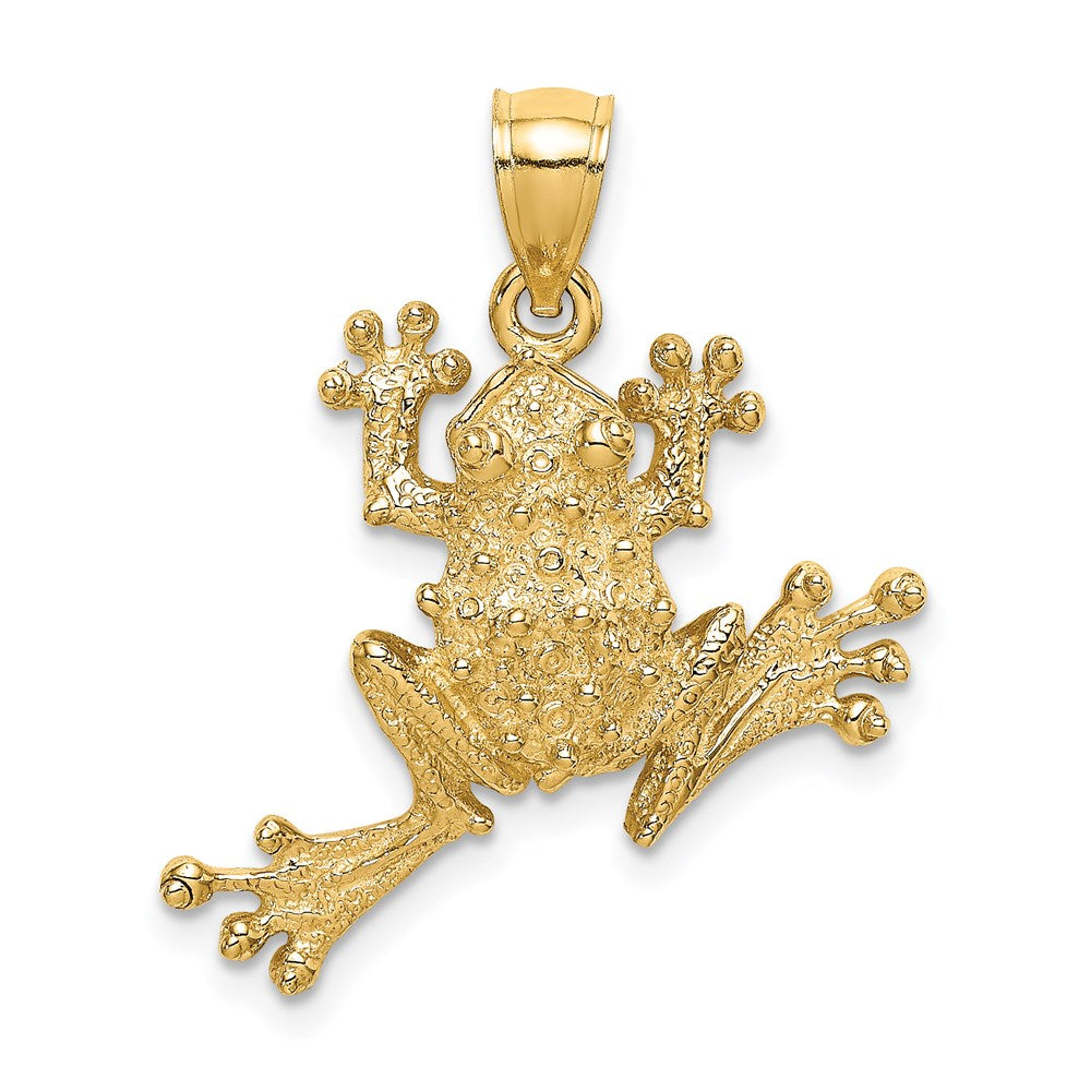 14k Yellow Gold 2-D Textured Frog Charm