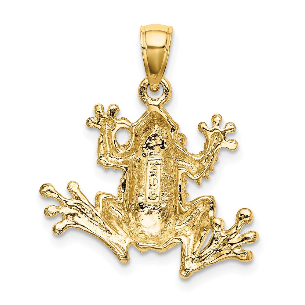 14k Yellow Gold 2-D Textured Frog Charm