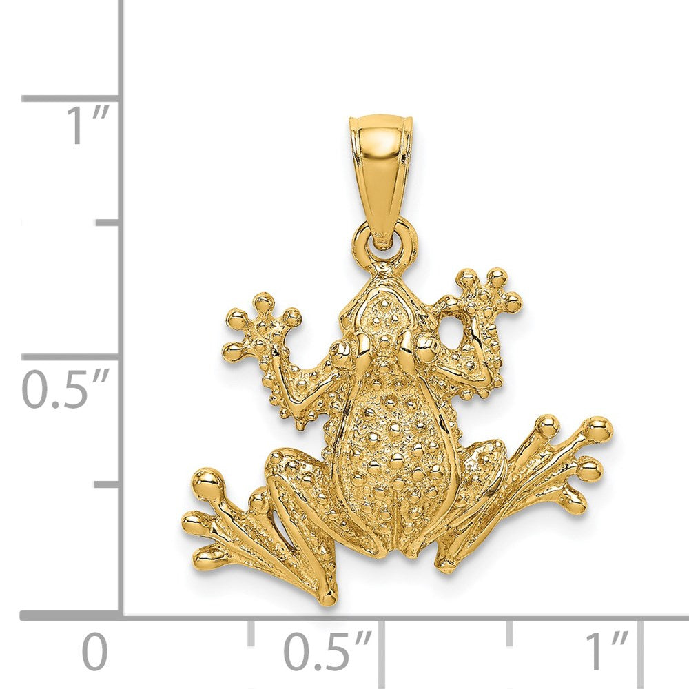 14k Yellow Gold 2-D Textured Frog Charm