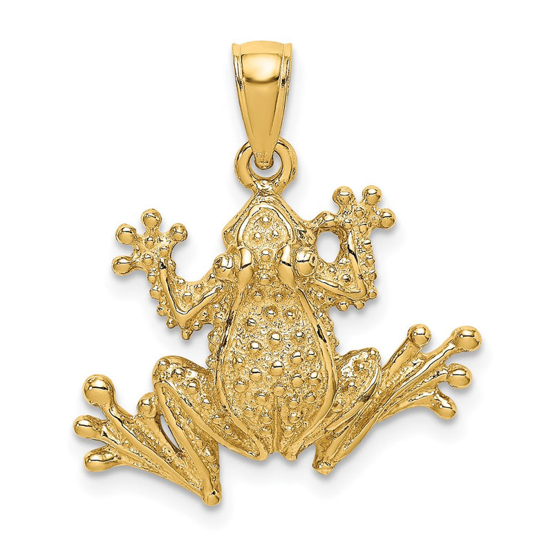 14k Yellow Gold 2-D Textured Frog Charm