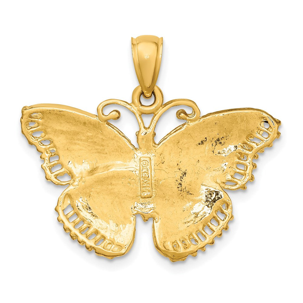 14k Yellow Gold Textured Butterfly Charm