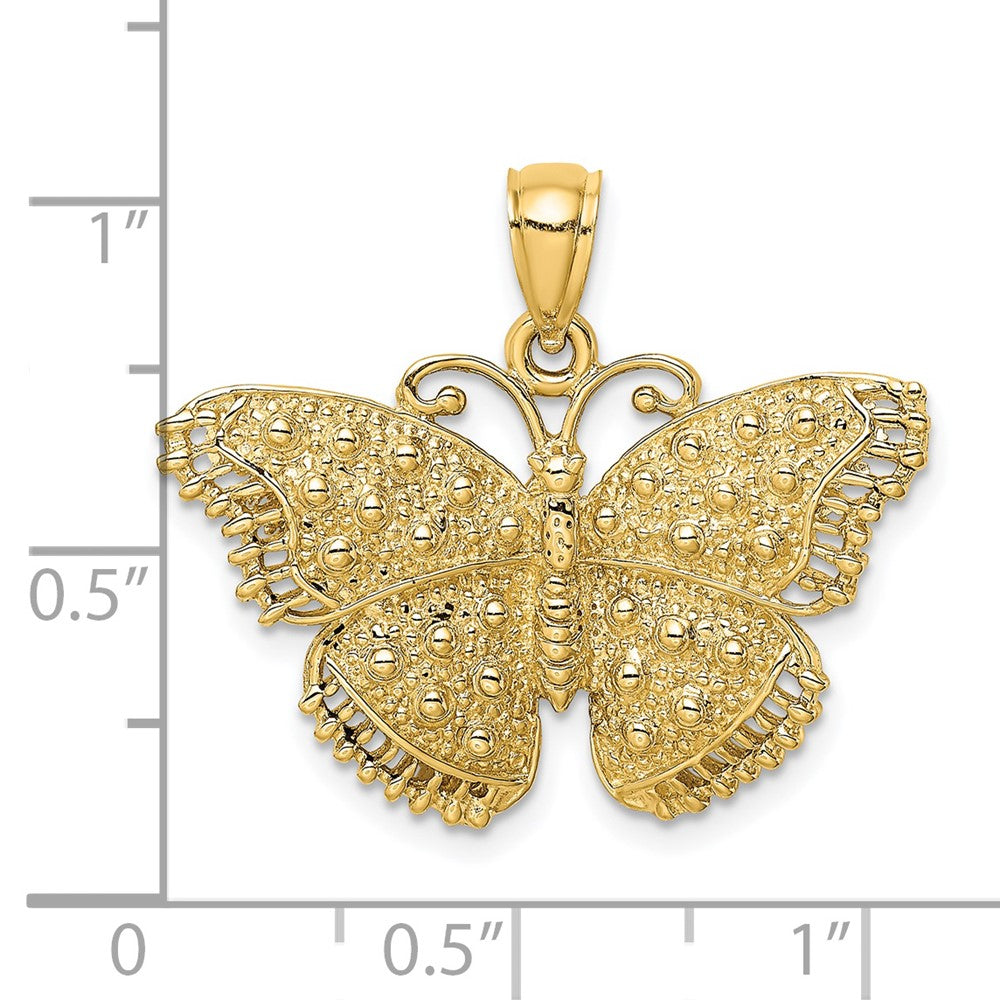 14k Yellow Gold Textured Butterfly Charm