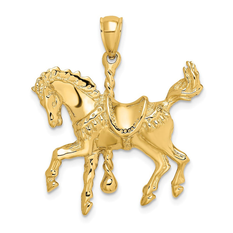 14k Yellow Gold Carousel Horse w/Tail Up Charm