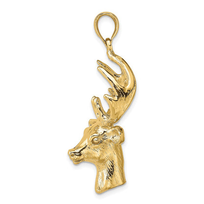 14k Yellow Gold 3-D Deer Head Charm