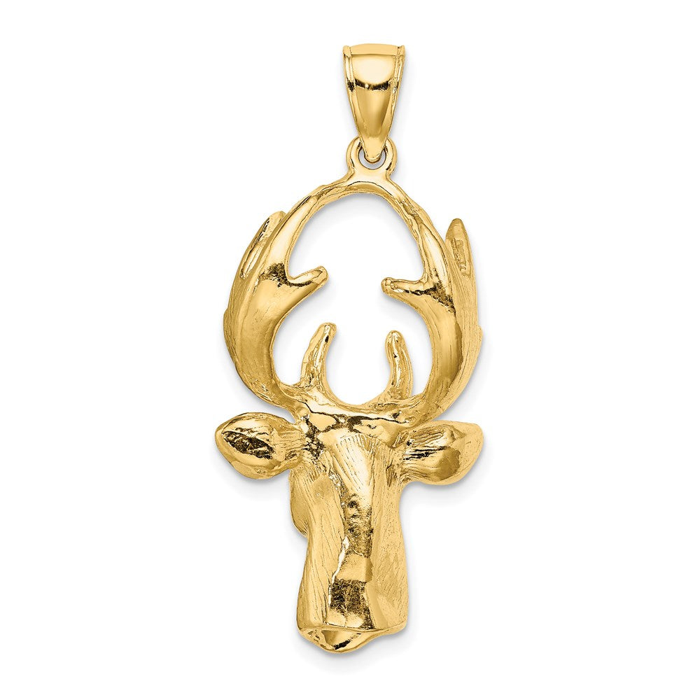 14k Yellow Gold 3-D Deer Head Charm