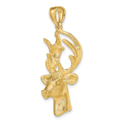 14k Yellow Gold 3-D Deer Head Charm