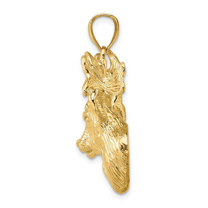 14k Yellow Gold 2-D Textured Deer Head Charm