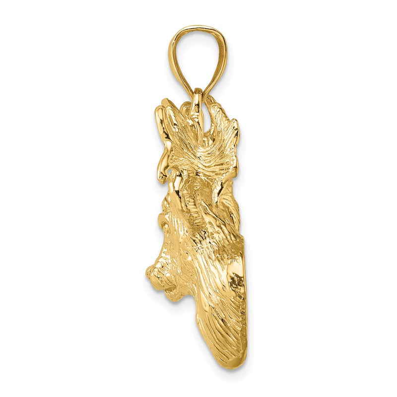 14k Yellow Gold 2-D Textured Deer Head Charm