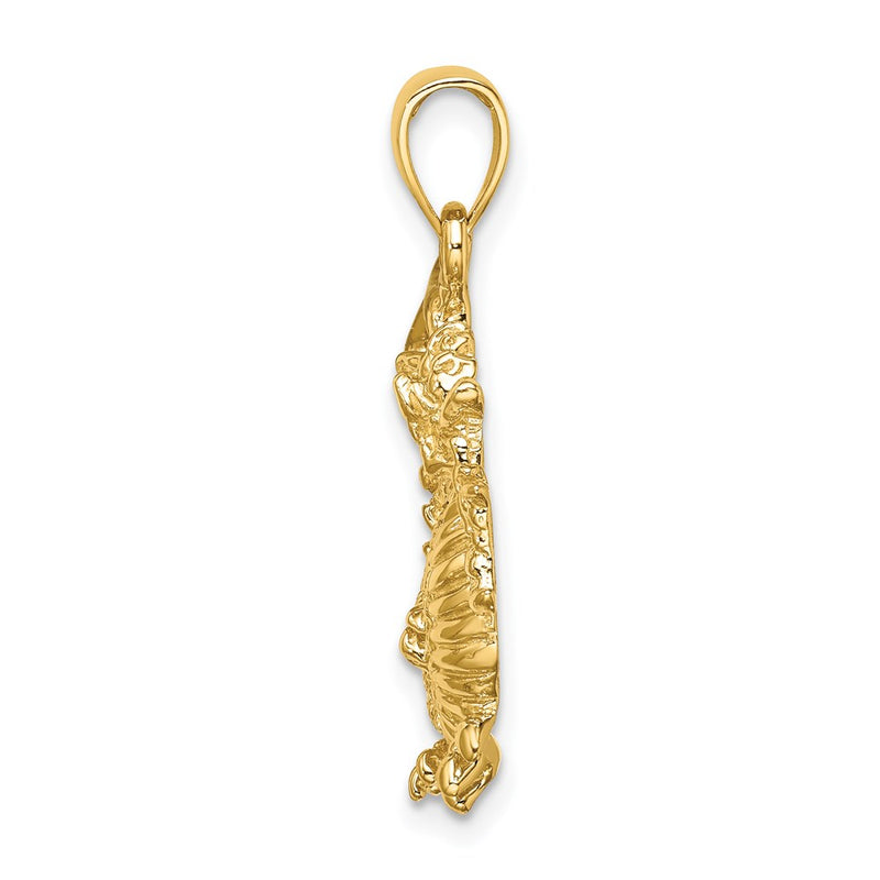 14k Yellow Gold 2-D Textured Dragon Charm