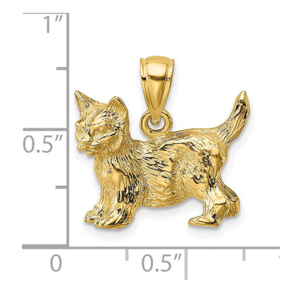 14k Yellow Gold Cat Standing w/Raised Tail Charm