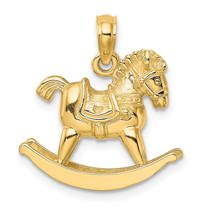 14k Yellow Gold 3-D Playful Rocking Horse Charm