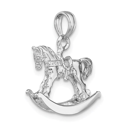 14k White Gold Polished 3-D Rocking Horse Charm