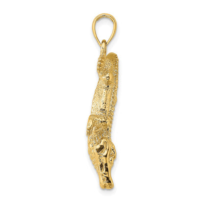 14k Yellow Gold 3-D Large Alligator w/Closed Mouth Charm